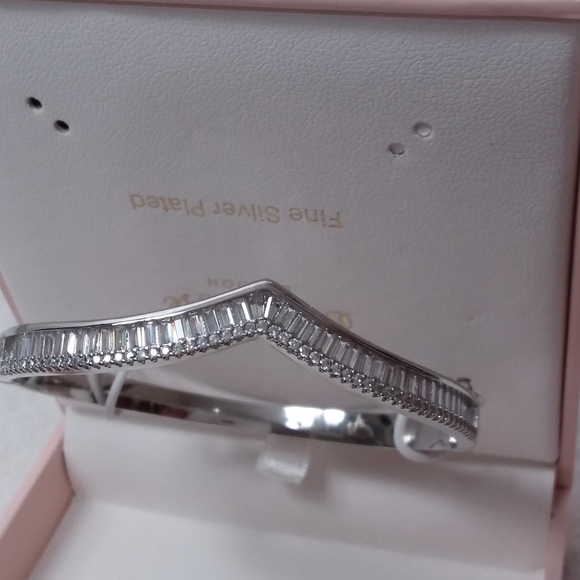 Bracelet Fine Silver Plated Clear Rhinestones Baguettes Stella Rose - Picture 4 of 6